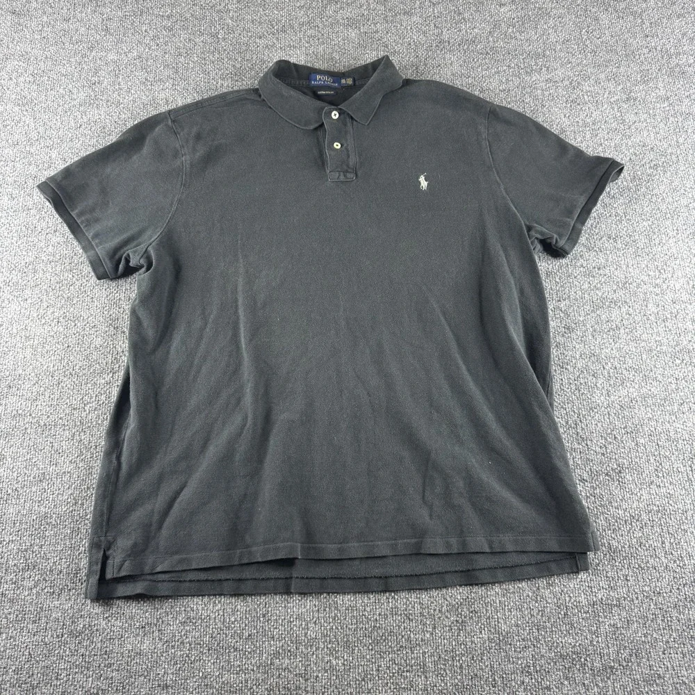 Polo Ralph Lauren Polo Shirt Mens 2XL Black Custom Slim Fit Short Sleeve Cotton